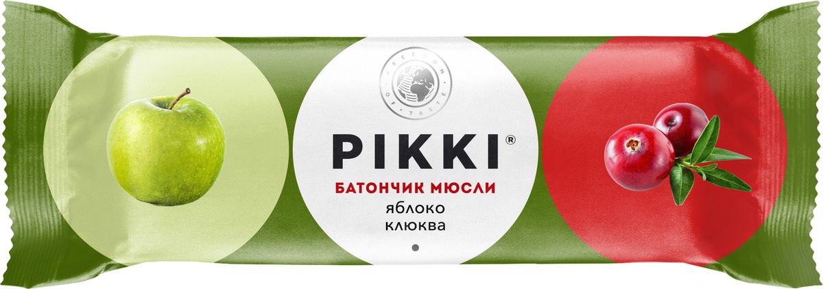 Pikki Мюсли Яблоко-Клюква батончик орехово-фруктовый, 50 г0120710 Pikki Мюсли Яблоко-Клюква батончик орехово-фруктовый, 50 г0120710Полезные снеки из орехов, злаков и сухофруктов для быстрого перекуса.