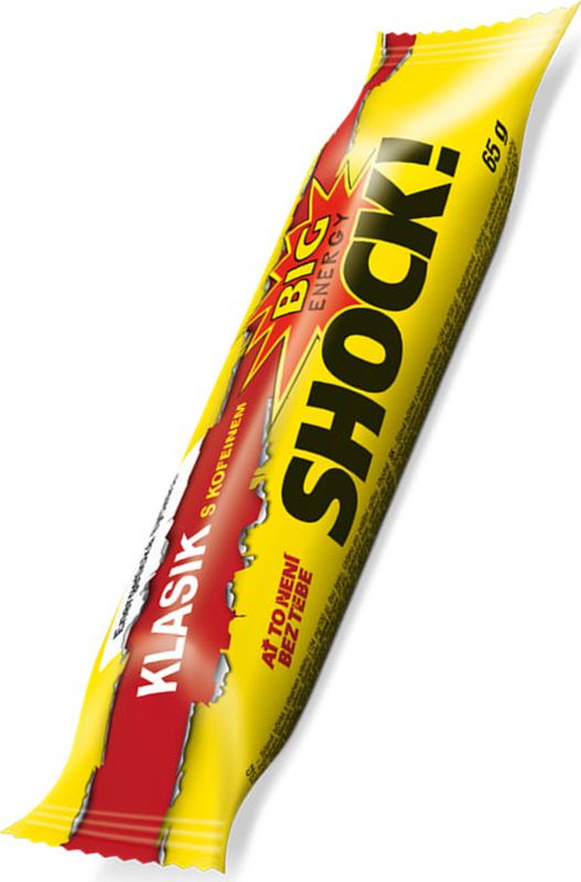 Bigshock! Klasik соевый энергетический батончик без шоколада, 65 гУТ040810372 Bigshock! Klasik соевый энергетический батончик без шоколада, 65 гУТ040810372Двухцветный соевый батончик без шоколада с содержанием кофеина и протеина. Без консервантов, без глютена. Может использоваться при повышенной физической нагрузке. Максимальная рекомендуемая суточная доза составляет 2 упаковки. Не рекомендуется употребление детьми в возрасте до 18 лет, при беременности и кормлении грудью, а также лицами, страдающими повышенной нервной возбудимостью, бессонницей, артериальной гипертензией.
