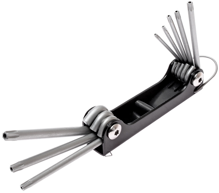 JTC Набор ключей TORX с отверстием T9H-T40H, 8 шт. JTC-3503JTC-3503 JTC Набор ключей TORX с отверстием T9H-T40H, 8 шт. JTC-3503JTC-3503Набор ключей TORX с отверстием складной 8 предметов JTC Описание Удобный раскладывающийся набор ключей TORX с большим крутящим моментом. Особая конструкция с отверстием предназначена для вкручивания/выкручивая болтов. Изготовлены из закалённой хром-ванадиевой стали Размеры: T9H, 10H, 15H, 20H, 25H, 27H, 30H, T40H Количество в оптовой упаковке: 12 шт. и 72 шт. Габаритные размеры: 135/100/40 мм. (Д/Ш/В) Вес: 260 гр.