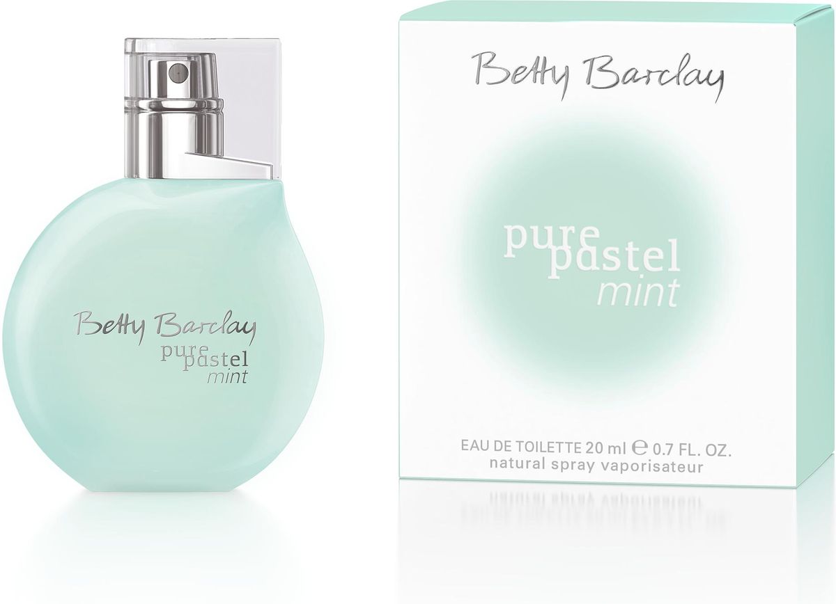 Betty Barclay Pure Pastel Mint Туалетная вода 20 млRT1405 Betty Barclay Pure Pastel Mint Туалетная вода 20 млRT1405Новинка Pure Pastel Mint - это удивительный парфюм, в котором умело сочетаются теплые и прохладные ноты, в нем есть нежность и дерзость, уютная мягкость и жгучая страсть. Композиция открывается нотами юзу, пикантной пряностью черной смородины и деликатной пряностью розового перца. В сердце распускается потрясающая чайная роза в окружении цикламена и иланг-иланга. Теплый изменчивый шлейф строится на аккордах сандалового дерева и завораживающей чувственности мускуса.