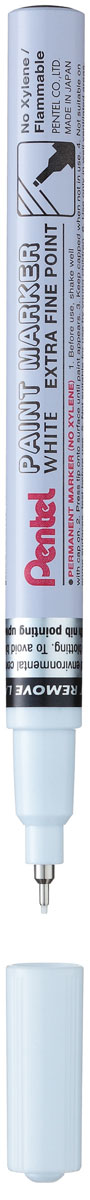 Pentel Маркер перманентный Paint цвет белый 0,6 ммFS-00897 Pentel Маркер перманентный Paint цвет белый 0,6 ммFS-00897Маркер-краска перманентный PAINT Marker Extra Fine в металлическом корпусе. Быстросохнущий маркер-краска с плотной текстурой надписи.Металлический противоударный корпус.Тонкий игловидный наконечник.Подходит для письма на резине, металле, стекле, пластике.Для декорирования различных предметов. Состав не содержит вредных веществ.