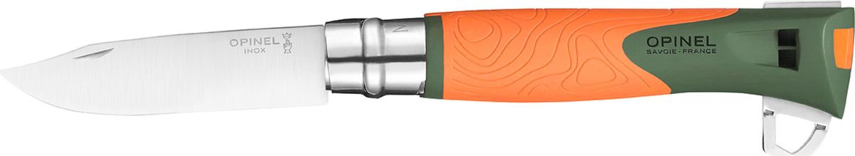 Нож Opinel Specialists EXPLORE №12, клинок 10 см, цвет: оранжевый, серыйa026124 Нож Opinel Specialists EXPLORE №12, клинок 10 см, цвет: оранжевый, серыйa026124Нож Opinel серии Specialists EXPLORE №12 клинок 10см., нерж.сталь, пластик, свисток, огниво, стропорез, оранжевый/серыйНовинка от компании Opinel. Нож Opinel №12 Explore серии Specialist позиционируется как универсальная модель для туризма, альпинизма, охоты и рыбалки. Нож с удобным и функциональным клинком, прочной рукояткой и дополнительными функциями.Главные отличие ножа Opinel Specialist от традиционного:1. Для изготовления рукоятки используется двухцветная прочная пластмасса, поэтому такой нож легко заметить на снегу, в траве или на камнях. Кроме того, в отличие от древесины, пластиковая рукоятка не впитывает влагу и не разбухает.2. Нож Opinel Specialist оснащен специальным лезвием. Оно несколько толще, а значит, прочнее, обычного.3. Инженеры компании Opinel наделили свое изделие спасательной функцией – такой нож оснащен свистком, способном воспроизводить очень громкий звук (до 110 дБ), что более чем достаточно для привлечения к себе внимания спасателей в экстренном случае.Новая модель Opinel №12 Explore объединяет традиционную складную конструкцию с удобным рабочим клинком из нержавеющей стали марки Sandvik 12C27 (inox), эргономичная рукоять из полиамида с противоскользящей зоной и дополнительный набор функций, которые могут пригодиться в полевых словиях. Рукоять устойчивая к ударам, экстремальным температурам (от -40 до 80 °C) и влажности.Клинок ножа Opinel №12 Explore изготовлен из нержавеющей стали марки Sandvic 12С27 (на клинке обозначается как inox). Этот тип стали крайне устойчив к коррозии и сравнительно легко поддается правке. Также, благодаря содержанию 0,4% карбона, клинки из этой стали довольно долго держат заточку, что в условиях похода является огромным плюсом.Нож Opinel №12 Explore оснащен замком ”virobloc”. Данный замок отлично себя зарекомендовал и используется в раскладных ножах Опинель более 50 лет.Дополнительно нож Опинель №12 Explore оснащен свистком, рядом со свистком расположены огниво и крюк, которым можно резать ткань и веревку. С другой стороны, эта рукоятка дополняется отверстием под темляк или карабин. Характеристики ножа:Материал лезвия: сталь Sandvik 12C27Материал рукояти: полиамид + противоскользящая зонаТип ножевого замка: ViroblockПриспособление для открытия клинка: насечка на лезвииДлина лезвия, см: 10Длина ножа, см: 26Ширина лезвия, см: 2,4Длина в сложенном положении, см: 16Вес, гр: 160Вес ножа с упаковкой, гр: 217Viroblock - оригинальное запорное устройство, представляющее собой кольцо с прорезью, которое, будучи повернуто относительно оси ножа, упирается в пятку клинка и не дает ножу самопроизвольно складываться при работе или раскладываться в кармане. Конструкция эта защищена патентом и устанавливается на ножи Opinel с 1955 года, начиная с модели n° 6.Французская фирма Opinel - производитель ножей с 1890 года. Удачная конструкция ножей обеспечила фирме не только длительное существование, но и всемирную славу. Ножи Opinel являются символом Франции. Классический нож этого типа - рукоять из дерева, металлическая втулка, ось, клинок и поворотное кольцо. Такая простота наряду с малой ценой и отличным качеством - вот рецепт успеха этих ножей. Наиболее распространены ножи с поворотным кольцом, которое фиксирует клинок в двух положениях.