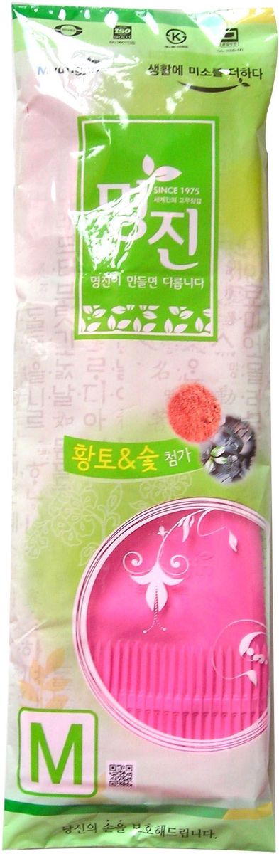 Перчатки хозяйственные Myungjin Rubber Glove, латексные, удлиненные, с манжетой, размер: M. H2790009 Перчатки хозяйственные Myungjin Rubber Glove, латексные, удлиненные, с манжетой, размер: M. H2790009Латексные перчатки защищают руки во время проведения бытовых и хозяйственных работ. Перчатки удобны в использовании, гигиеничны, долговечны. Удлиненная форма перчаток позволяет проводить работы даже в труднодоступных местах, а удобная манжета надежно фиксирует перчатку на руке и защищает одежду от смачивания и загрязнения. В области ладони и пальцев на перчатки нанесено противоскользящее покрытие. Края перчаток дополнительно обработаны износостойким веществом.Особенности продукта:древесный уголь и красная глина, входящие в состав перчаток, придают им антибактериальные свойства;при изготовлении используется только 100% натуральный каучук, что придает перчаткам мягкость, повышенную прочность и делает возможным их длительное использование;в процессе производства перчатки подвергаются термической обработке, проходят полную дезинфекцию и обладают антибактериальным свойством;отличная функциональность и эргономичный дизайн позволяет использовать их длительное время без негативного воздействия на руки.Резиновые перчатки MYUNGJIN одобрены Корейским исследовательско - испытательным институтом как антибактериальные и не вызывающие раздражения кожи рук; имеют сертификаты качества ISO 9001, 14001. Для большего комфорта рекомендуется использовать вместе с неткаными перчатками марки MYUNGJIN, которые обеспечивают гигиену рук, впитывают влагу, сохраняют тепло при долгом нахождении в холодной воде.Способ применения: используйте перчатки в бытовых целях. При необходимости сушите, вывернув наизнанку. В случае появления запаха тщательно промойте.Меры предосторожности: сушить, избегая попадания прямых солнечных лучей. Во избежание травм соблюдать меры предосторожности при работе с острыми предметами. Не использовать при работе с нефтепродуктами и химическими препаратами. Не класть в озоновые стиральные машинки и холодильники. В случае возникновения аллергии или раздражения кожи, прекратите использование или воспользуйтесь дополнительно неткаными перчатками марки MYUNGJIN.Состав: натуральный каучук, краситель, диоксид титана, ускорители вулканизации, оксид цинка, сера, R-воск, пеногаситель, стабилизатор латекса, диспергатор, гидроксид калия, нашатырный спирт, древесный уголь, красная глина.