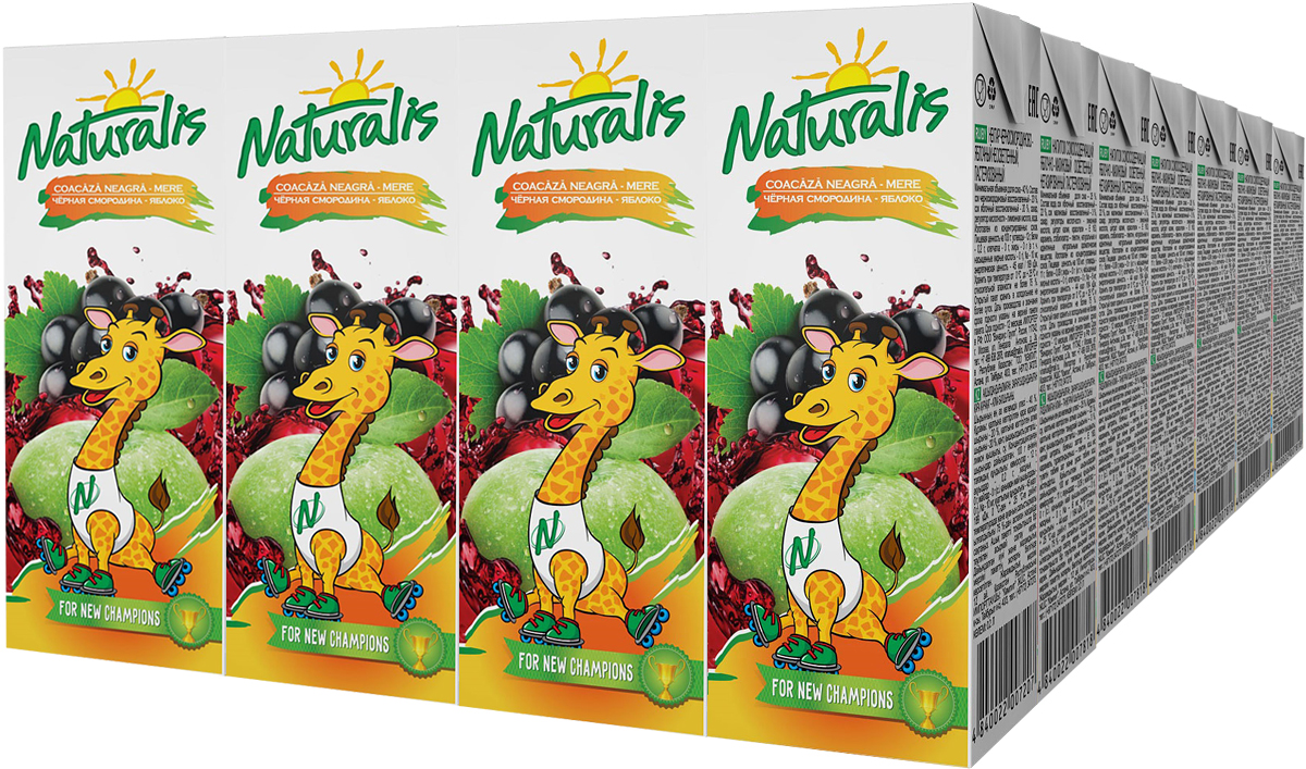 Naturalis нектар черносмородиново-яблочный неосветленный, 28 шт по 0,2 л0120710 Naturalis нектар черносмородиново-яблочный неосветленный, 28 шт по 0,2 л0120710Нектар черносмородиново-яблочный Naturalis - отличное сочетание яблочной сладости и смородиновой кислинки. Черная смородина – это кладезь витаминов С и Е, которые помогают быть здоровыми и прекрасно выглядеть. Этот удивительный цвет, вкус и аромат невозможно не полюбить. Naturalis в пакете 200 мл с трубочкой - это порционная упаковка, которая понравится вашему ребенку.
