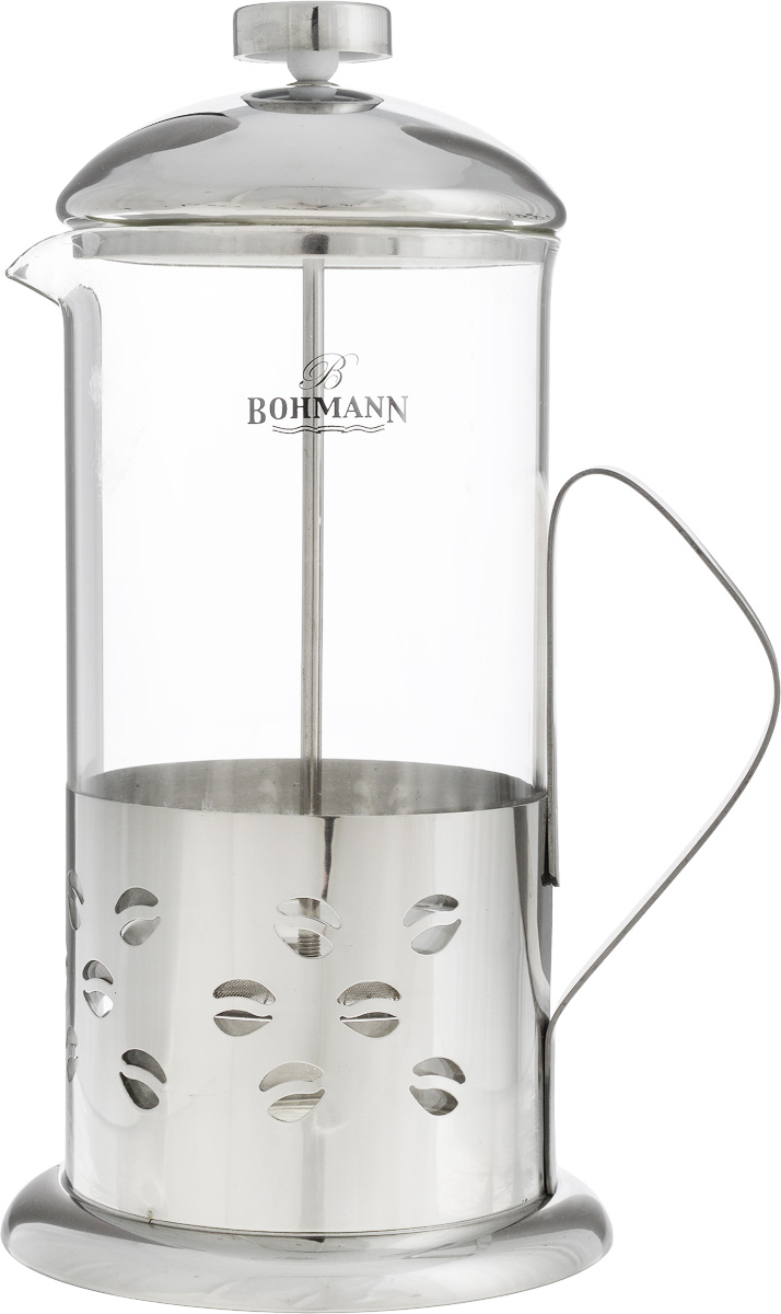 Френч-пресс Bohmann Кофе, 1 л94672 Френч-пресс Bohmann Кофе, 1 л94672Френч-пресс Bohmann Кофе станет прекрасным выбором для повседневного использования, встречи гостей или небольших вечеринок. Колба, изготовленная их закаленного стекла, сохранит свежесть и аромат напитка. А конструкция френч-пресса, встроенного в крышку, прекрасно отфильтрует чай и кофе от заварочной гущи. Удобная ручка обеспечит надежную фиксацию в руке. Утолщенный ободок колбы повышает прочность и продлевает срок службы изделия. Насыпьте чай или кофе в стеклянную колбу, добавьте горячей воды и закройте стакан пресс-фильтром. Подождите 3-5 минут, затем медленно опустите пресс-фильтр до упора. Приятного чаепития!Френч-пресс Bohmann Кофе позволит быстро и просто приготовить чай или свежий и ароматный кофе. Объем: 1 л.Диаметр (по верхнему краю): 9,5 см. Высота стенки (с учетом крышки): 24 см.
