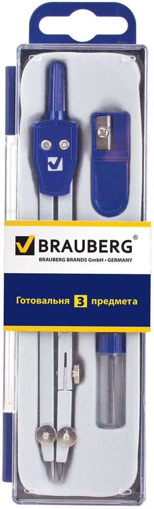 Brauberg Готовальня Student Oxford 3 предметаFS-36054 Brauberg Готовальня Student Oxford 3 предметаFS-36054Металлическая готовальня предназначена для учеников старших классов и студентов. В состав готовальни входят 3 предмета.• Циркуль 140 мм с одной сгибаемой ножкой и подстраиваемой иглой. • Точилка. • Пенал с запасным грифелем. • Упаковка - пластиковый пенал темно-синего цвета с прозрачной крышкой.