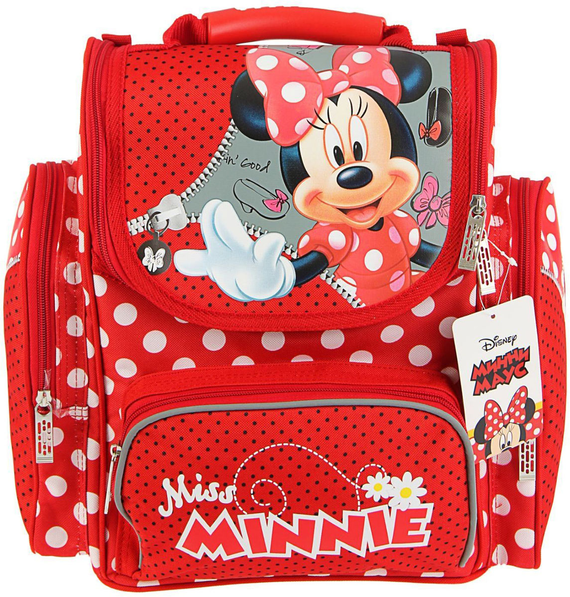 Disney Ранец школьный Минни Classic цвет голубой красный72523WD Disney Ранец школьный Минни Classic цвет голубой красный72523WDРанец, или портфель, — это жёсткая ученическая сумка, которая является традиционным атрибутом школьного «снаряжения».Характеристики идеального современного ранца для школьника выглядят так:жёсткие корпус и спинка;регулируемые широкие мягкие лямки;наличие светоотражателей;масса — 600?800 г;мягкие подушечки на спинке и сетчатая, «дышащая» задняя сторона.Ранец Стандарт Disney Минни Classic 31*29*15, для девочки, красный — это очень практичное и качественное текстильное изделие, которое отвечает всем перечисленным требованиям.Жёсткий корпус защитит ребёнка и содержимое: он не позволит книгам и учебникам «втыкаться» в спину и сбережёт ранец, если ученик его уронит. А смягчающие элементы (поролон и сетка) сделают процесс ношения этого изделия комфортным.