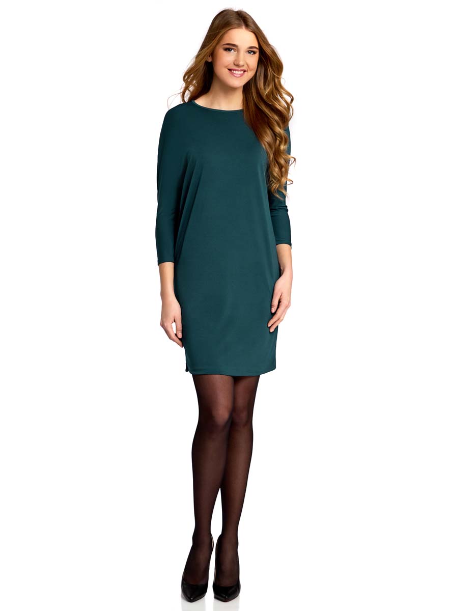 Платье24008311/46064/2900N Платье24008311/46064/2900NПлатье oodji Collection выполнено из полиэстера с добавлением полиуретана. Модель свободного кроя с круглым вырезом горловины и рукавами летучая мышь.