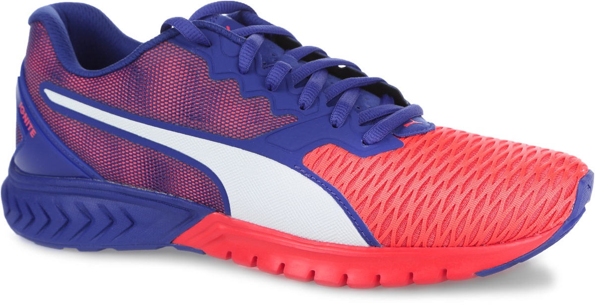 Кроссовки женские Puma Ignite Dual, цвет: оранжевый, сиреневый. 18914801. Размер 7,5 (40,5)18914801 Кроссовки женские Puma Ignite Dual, цвет: оранжевый, сиреневый. 18914801. Размер 7,5 (40,5)18914801Кроссовки Puma Ignite Dual - самая яркая новинка среди технологичных беговых кроссовок. Обладает целым рядом особенностей, работающих на благо атлету. Верх, выполненный из эластичной текстурированной сетки, мягко облегает ногу, не препятствуя циркуляции воздуха и не сдерживая свободу движений. Формованная деталь в пяточной части обеспечивает необходимую поддержку и фиксацию стопы. Особого внимания заслуживает специально сконструированная многокомпонентная подошва, помогающая достигнуть высоких результатов как на соревнованиях, так и во время регулярных тренировок. Инновационный вспененный материал Ignite обеспечивает возврат энергии и обладает уникальными амортизирующими свойствами, необходимыми для гашения ударных нагрузок по всей поверхности. Расположенные в передней части подошвы бороздки Flex обеспечивают характерное для естественного бега плавное сгибание стопы от средней части к носочной.Все эти детали придают модели актуальный и оригинальный облик.