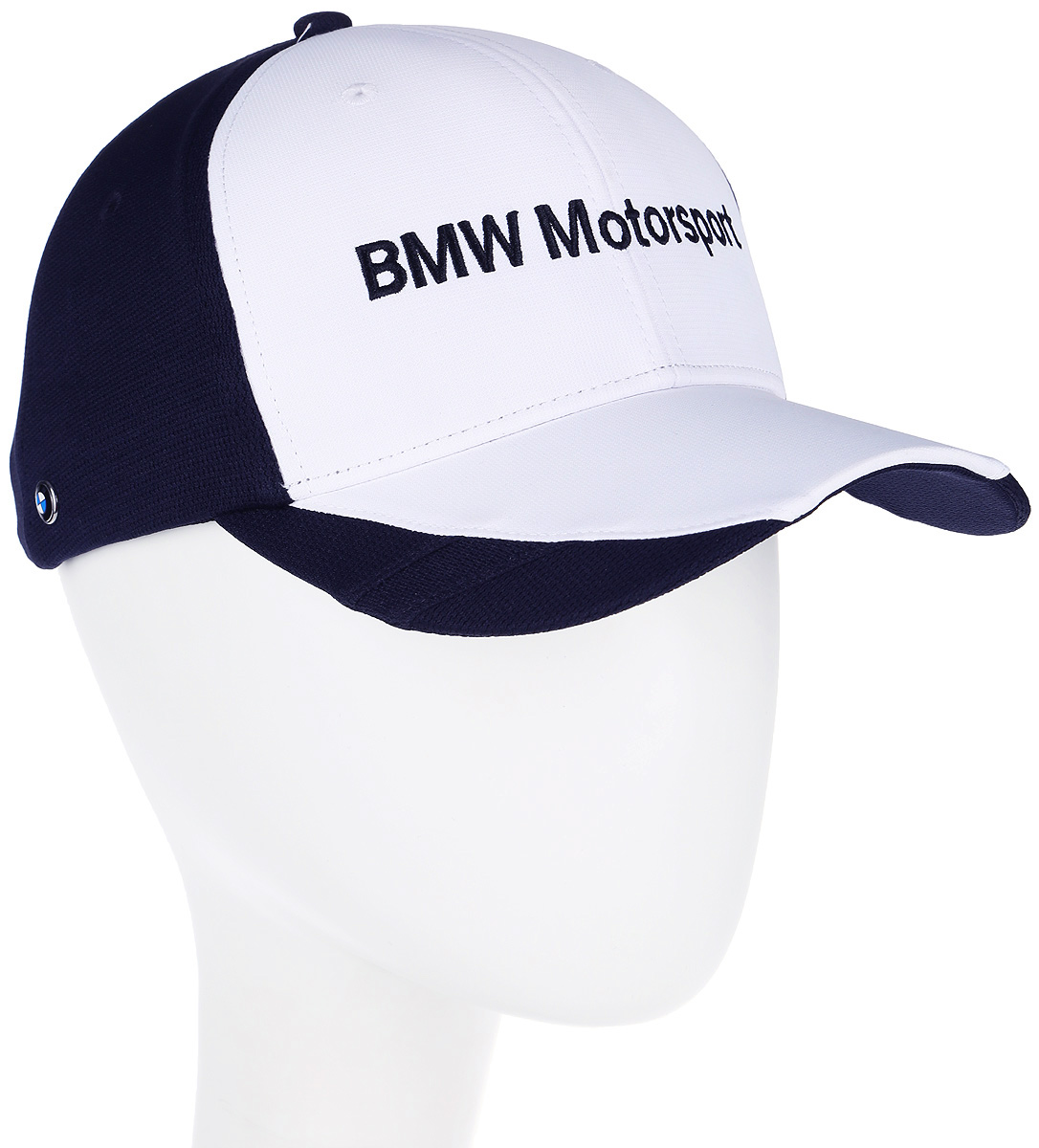 Бейсболка Puma BMW MTS sharknose cap, цвет: белый, синий. 021164_01. Размер универсальный021164_01 Бейсболка Puma BMW MTS sharknose cap, цвет: белый, синий. 021164_01. Размер универсальный021164_01Бейсболка BMW MTS sharknose cap с изогнутым козырьком изготовлена из практичного и износостойкого полиэстера и оснащена хлопковой тесьмой для впитывания излишков влаги. Вентиляция обеспечивается специальными вышитыми люверсами на всей поверхности бейсболки и сетчатыми вставками сзади. Внутренняя часть козырька также снабжена сетчатой вставкой. Отрегулировать размер можно с помощью тканевого ремешка с логотипом на задней части изделия. Модель дополнена вышивкой BMW Motorsport спереди, металлическим элементом с логотипом BMW справа, а также логотипом Puma сзади.
