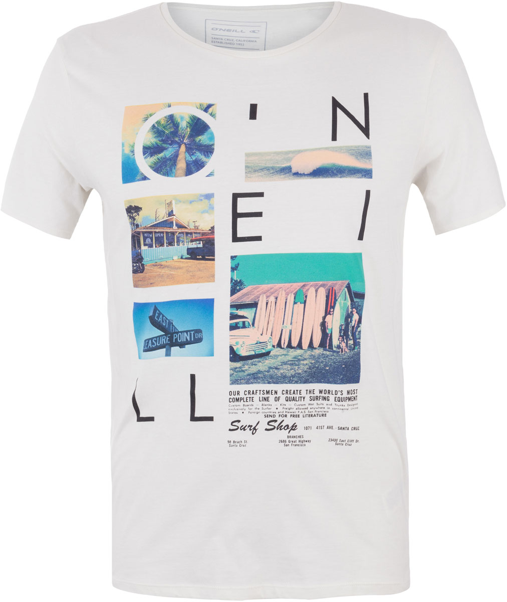 Футболка мужская ONeill Lm Neos T-Shirt, цвет: белый. 7A3670-1030. Размер L (50/52)7A3670-1030 Футболка мужская ONeill Lm Neos T-Shirt, цвет: белый. 7A3670-1030. Размер L (50/52)7A3670-1030Футболка мужская ONeill выполнена из 100% хлопка. Модель имеет стандартный крой, короткий рукав и круглый вырез горловины. Футболка дополнена красочной фотопечатью.