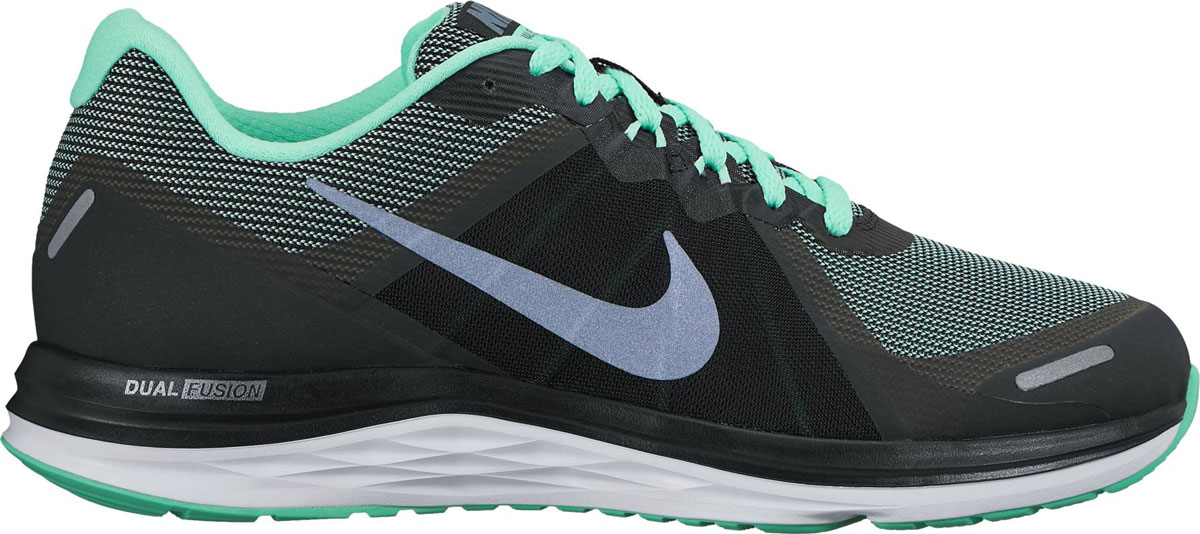 Кроссовки для бега женские Nike Dual Fusion X 2, цвет: черный, бирюзовый. 819318-011. Размер 9 (40,5)819318-011 Кроссовки для бега женские Nike Dual Fusion X 2, цвет: черный, бирюзовый. 819318-011. Размер 9 (40,5)819318-011Женские кроссовки для бега Dual Fusion X2 от Nike выполнены из дышащего сетчатого текстиля с полимерными накладками. Материал Sandwich Mesh с динамическим каркасом обеспечивает превосходную посадку и поддержку. Шнуровка надежно зафиксирует модель на ноге. Стелька выполнена из плотного материала Phylon и текстиля. Внутренняя поверхность из текстиля не натирает. Технология подошвы Dual fusion гарантирует сцепление с различными поверхностями и увеличение прочности.