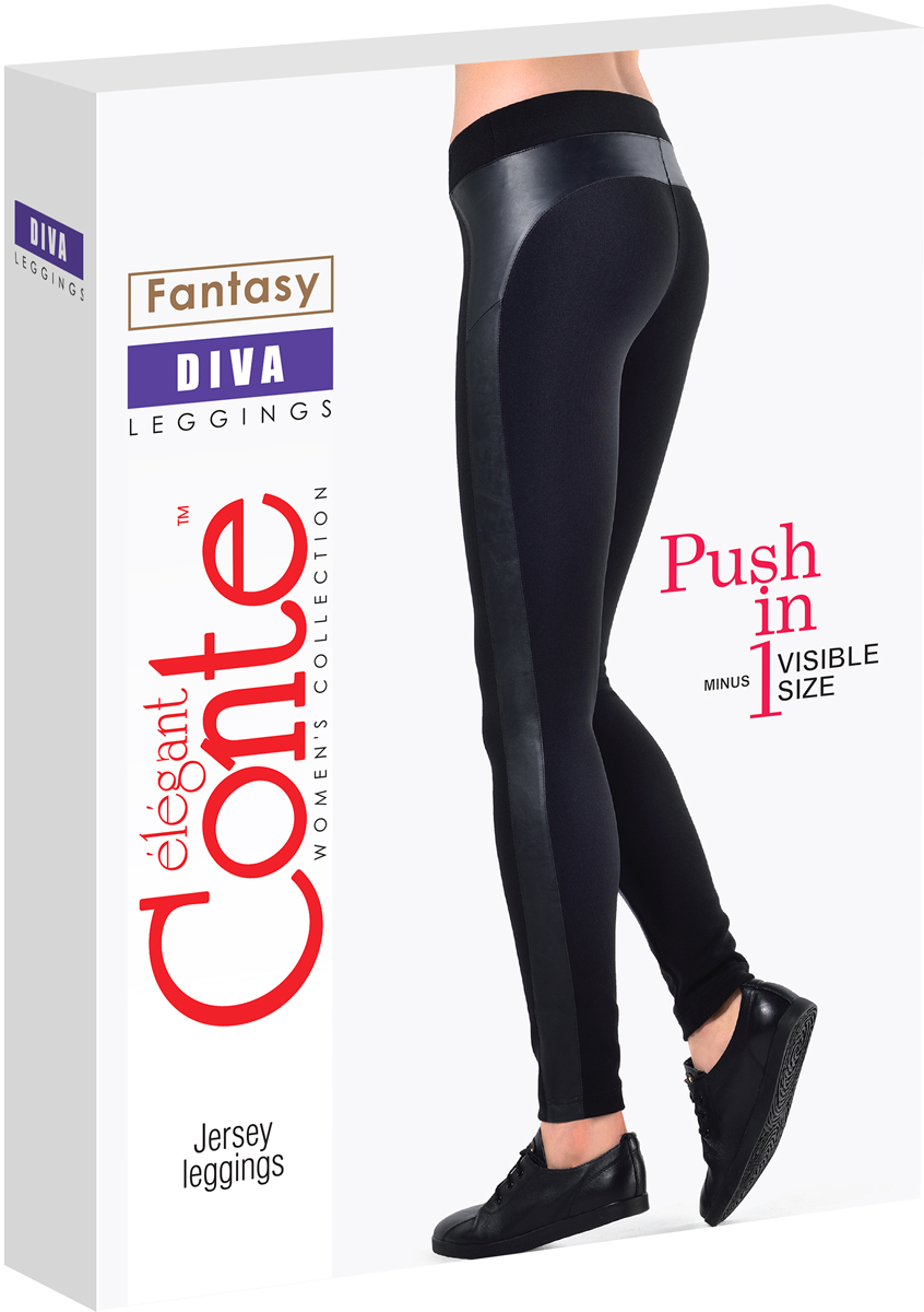 ЛеггинсыDiva ЛеггинсыDivaЛеггинсы CONTE DIVA. Трикотажное полотно с кокеткой и боковой вставкой из кож. заменителя.