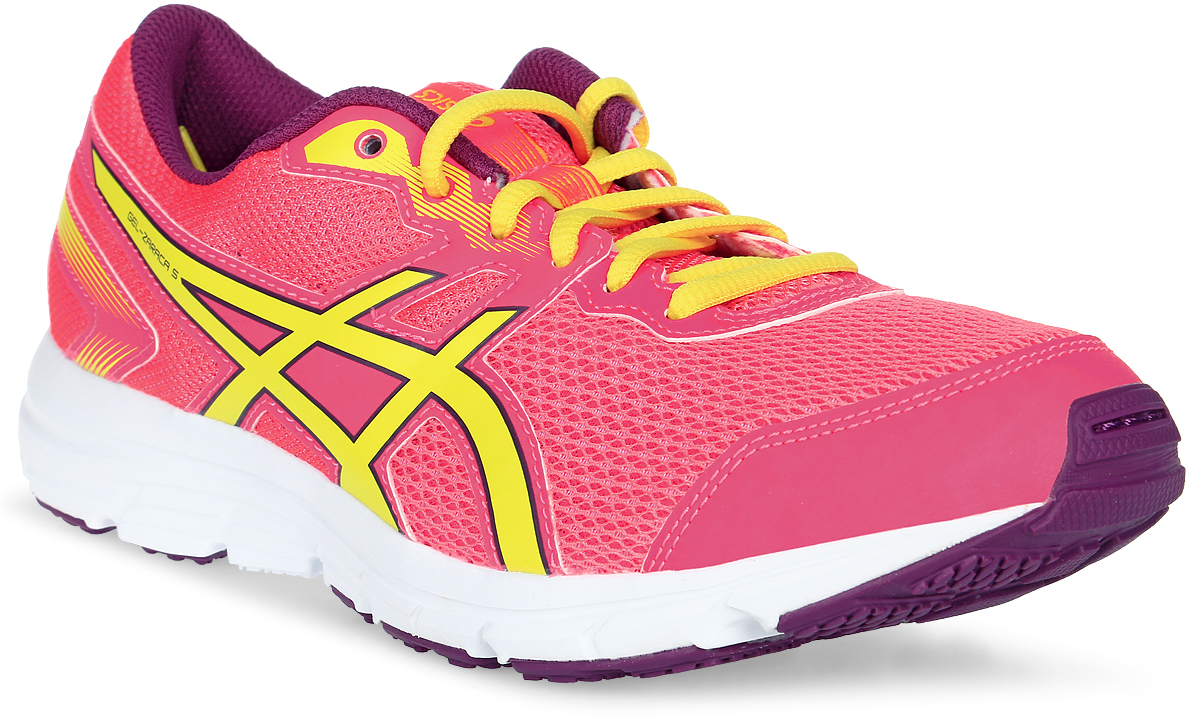 Кроссовки детские Asics Gel-Zaraca 5 Gs, цвет: коралловый, желтый. C635N-2003. Размер 5 (36)C635N-2003 Кроссовки детские Asics Gel-Zaraca 5 Gs, цвет: коралловый, желтый. C635N-2003. Размер 5 (36)C635N-2003Детские беговые кроссовки, легкие словно пушинка, — отличный вариант для спортплощадки, школы и встреч с друзьями. Невероятно легкие детские кроссовки Gel-Zaraca 5 дарят ребенку возможность быть настолько активным, насколько ему этого хочется. Подчеркнуто минималистский дизайн сочетается с низким профилем с амортизацией для естественного бега. Серия гибкой обуви Zaraca выдержала испытание временем. Естественные движения ног в легкой и удобной обуви. Поддержка каждого шага благодаря амортизации GEL в задней части подошвы.