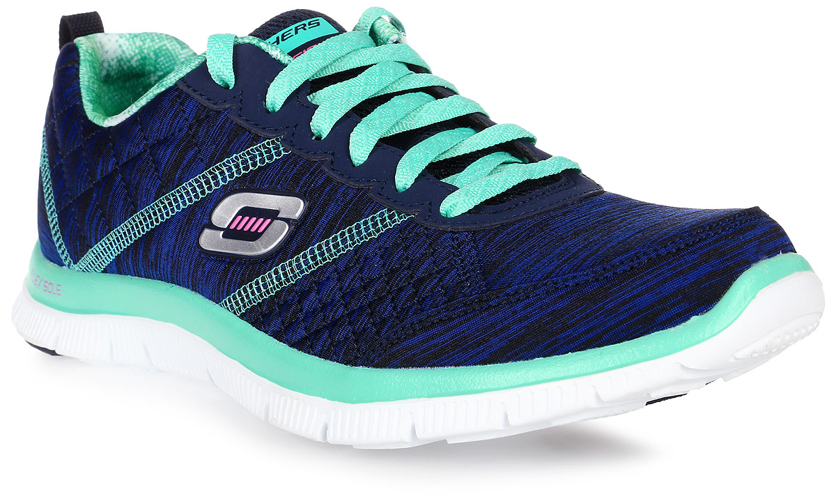 Кроссовки женские Skechers Flex Appeal-Pretty, цвет: синий, голубой. 12074-NVAQ. Размер 7 (37,5)12074-NVAQ Кроссовки женские Skechers Flex Appeal-Pretty, цвет: синий, голубой. 12074-NVAQ. Размер 7 (37,5)12074-NVAQСтильные легкие женские кроссовки Skechers подходят как для занятий спортом, так и для повседневных прогулок. Верх модели выполнен из дышащего текстиля. Классическая шнуровка надежно зафиксирует модель на стопе. Внутренняя отделка исполнена из мягкого текстиля. Гибкая анатомическая подошва имеет рельефный протектор, который обеспечивает надежное сцепление с поверхностью.В таких кроссовках вашим ногам будет комфортно и уютно. Они подчеркнут ваш стиль и индивидуальность!