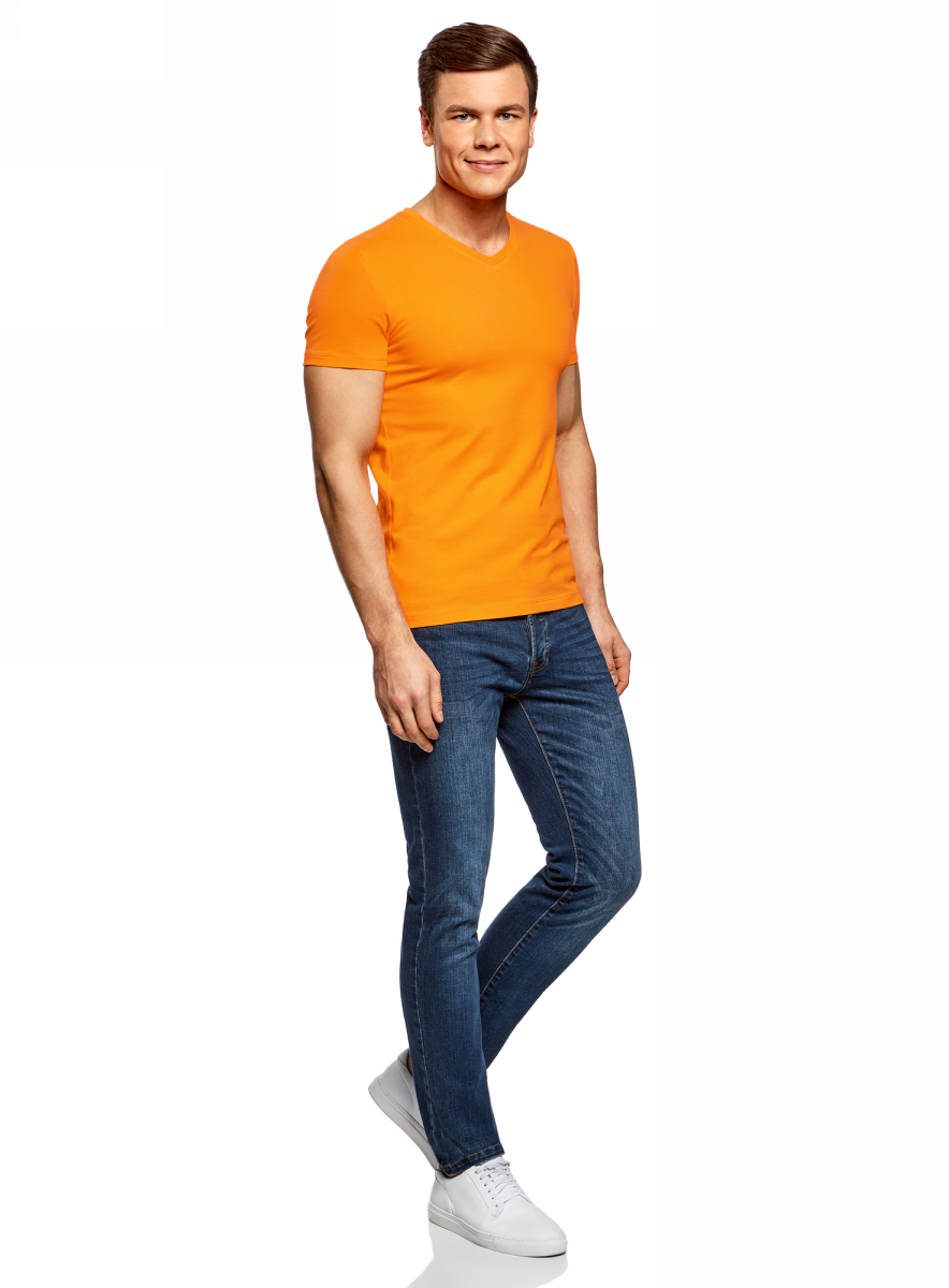Футболка муж oodji Basic, цвет: оранжевый. 5B612002M/46737N/5500N. Размер XXL (58;60)5B612002M/46737N/5500N Футболка муж oodji Basic, цвет: оранжевый. 5B612002M/46737N/5500N. Размер XXL (58;60)5B612002M/46737N/5500NБазовая футболка с V-образным вырезом горловины и короткими рукавами выполнена из эластичного хлопка.