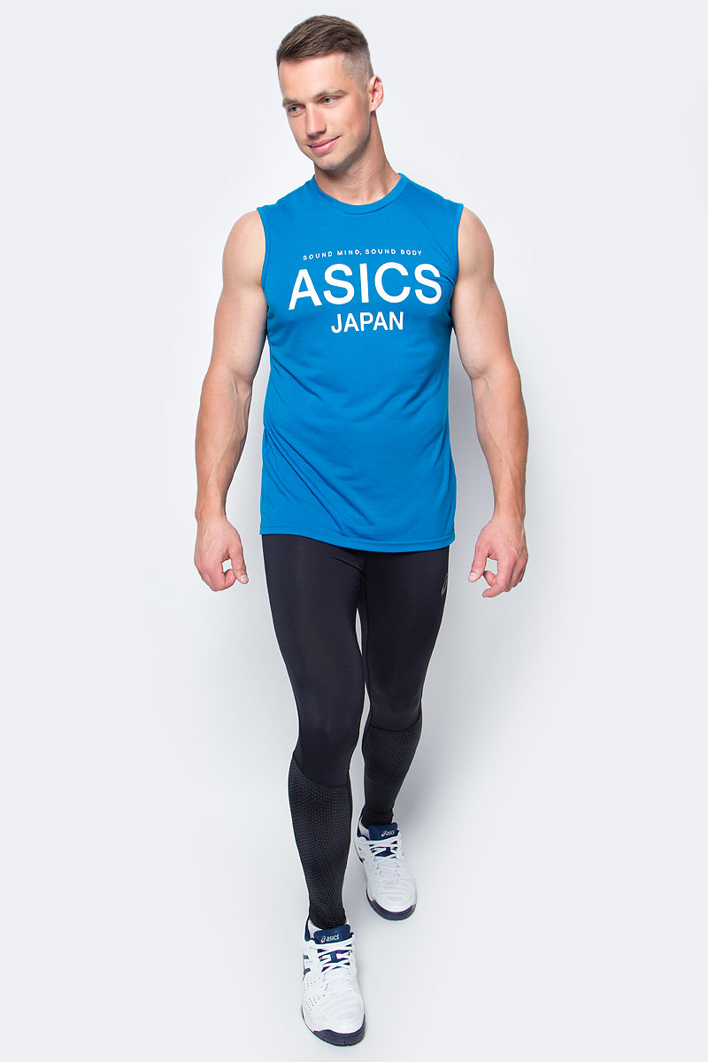 Майка мужская Asics Sleeveless Top, цвет: синий. 141098-8154. Размер XL (52/54)141098-8154 Майка мужская Asics Sleeveless Top, цвет: синий. 141098-8154. Размер XL (52/54)141098-8154Майка мужская Asics Sleeveless Top выполнена из полиэстера и вискозы. Модель с круглым вырезом горловины оформлена принтовыми надписями.