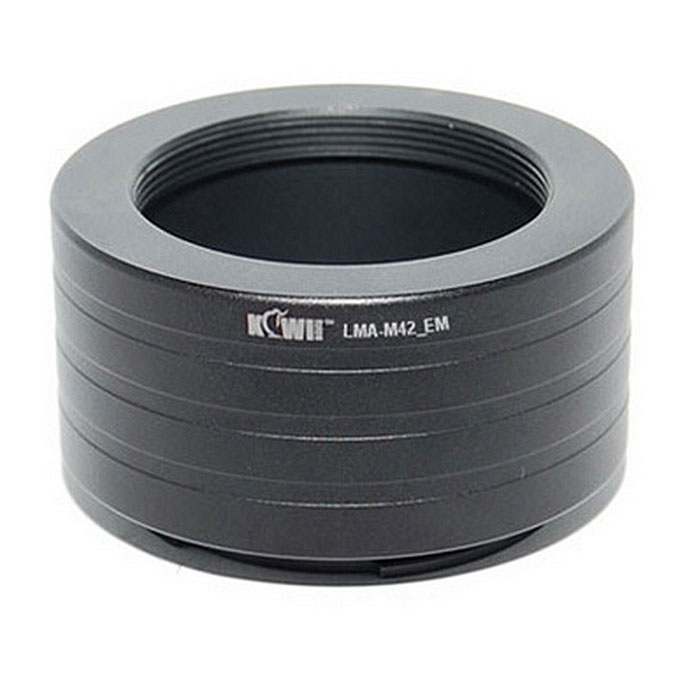 JJC переходное кольцо Kiwifotos LMA-M42_EM (M42-Sony E-Mount NEX)JJCM42NEX JJC переходное кольцо Kiwifotos LMA-M42_EM (M42-Sony E-Mount NEX)JJCM42NEXПереходное кольцо Kiwifotos LMA-SM_EM изготовлено из черного анодированного алюминия, позволяет к объективам M42 (Zeiss, Pentax, Praktica, Mamiya и Зенит) крепить линзы, которые будут использоваться на любой Sony E-Mount камере (Sony NEX3/NEX5).