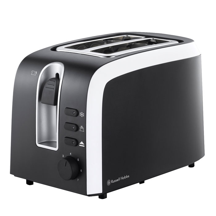 Russell Hobbs 18535-56 тостер18535-56 Russell Hobbs 18535-56 тостер18535-56Тостер Russell Hobbs 18535-56 Mono По-настоящему стильный тостер, выполненный в черно-белой палитре, с функциональными кнопками, подсвеченными голубым цветом. Регулирование степени поджаривания Функции размораживания Кнопка отмены Высокий подъем тостов Съемный поддон для крошек Подставка для разогревания булочек Функция автоматического центрирования тоста