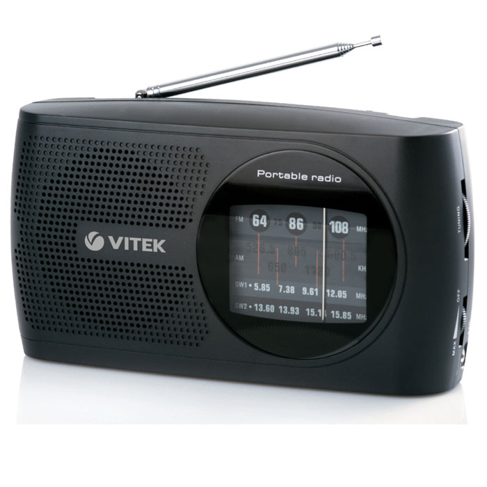 Vitek VT-3587N, Black3587-VT-02 Vitek VT-3587N, Black3587-VT-02Вам хочется купить простой и удобный радиоприемник, с помощью которого Вы могли бы слушать любимые радиостанции дома или на даче? Тогда Вам наверняка понравится радиоприемник VITEK VT-3587 BK. Он прекрасно ловит различные радиостанции в FM, AM и SW диапазонах. Поэтому настроиться на нужную волну будет легко и просто. Телескопическая антенна качественно принимает сигнал в расправленном положении и совершенно не мешается в сложенном. Также радиоприемник VITEK VT-3587 BK имеет разъем, чтобы можно было подключить к нему наушники. Сопротивление 8 Ом Телескопическая антенна Чувствительность 42 дБ Питание от сети или 2-х UM1 батарей Рабочие частоты: FM 64-108 MHz; AM 526.5-1606.5 KHz; SW1–SW2