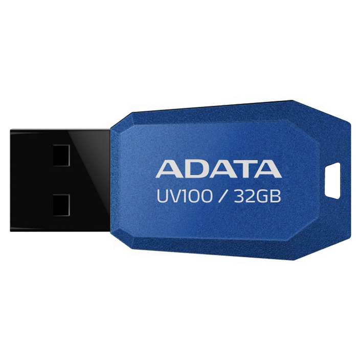 ADATA UV100 32GB, Blue флэш-накопительAUV100-32G-RBL ADATA UV100 32GB, Blue флэш-накопительAUV100-32G-RBLТонкий флеш-накопитель ADATA UV100 расширяет предлагаемый широкий ассортимент портативных устройств хранения данных. Накопитель имеет бесколпачковую конструкцию, исключающую риск потери колпачка. Отверстие в корпусе позволяет легко носить накопитель на шнурке или брелоке для ключей. Для тех, кто разбирается в моде, накопитель выгодно отличается внешним видом, напоминающим огранку бриллианта, что позволяет владельцам подчеркнуть свой уникальный личный стиль. Обладая длиной всего 41 мм и толщиной лишь 5.8 мм, этот накопитель является в высшей степени компактным и экономичным решением для тех, кто считает переносимость данных насущной необходимостью.
