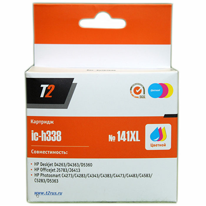 T2 IC-H338 картридж для HP Deskjet D4263/D5360/OfficejetJ5783/J6413/Photosmart C4273 (№141XL), цветнойIC-H338 T2 IC-H338 картридж для HP Deskjet D4263/D5360/OfficejetJ5783/J6413/Photosmart C4273 (№141XL), цветнойIC-H338Картридж повышенной емкости T2 IC-H338 с цветными чернилами для струйных принтеров и МФУ HP. Картридж собран из японских комплектующих и протестирован по стандарту ISO.
