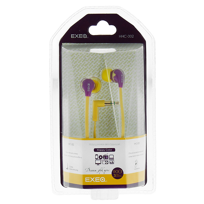 EXEQ HHC-002, Magenta Yellow наушникиHHC-002 LA EXEQ HHC-002, Magenta Yellow наушникиHHC-002 LAEXEQ HHC-002 - эффектный дизайн наушников EXEQ HHC-002 из серии Happy Color с яркими цветовыми сочетаниями никого не оставит равнодушным. Маленькие, но громкие излучатели этих наушников-вкладышей обеспечивают плотное прилегание и чистый звук с мощными басами. Кабель длиной 130 см позволяет не только с удобством слушать музыку от плеера или телефона, но так же подключать наушники к Вашему ПК, а плоская конструкция кабеля не позволит ему запутаться. Прочный L-образный штекер с позолоченным 3.5 мм джеком позволит комфортно подключить наушники EXEQ HHC-002 ко многим портативным устройствам. Дизайн в цвете: Happy Color - серия наушников Exeq с самыми яркими и сочными цветовыми решениями. Одним из ярких представителей серии являются наушники EXEQ HHC-002. Модель имеет оригинальный дизайн, основным отличием которого является удачная комбинация самых ярких и модных цветов. В ассортименте 4 варианта самых оригинальных цветовых комбинаций – выбирайте то, что соответствует вашему...