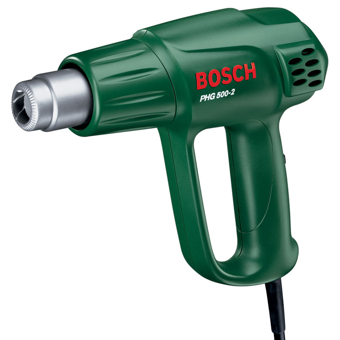 Строительный фен Bosch PHG 500-2 (060329A008)060329A008 Строительный фен Bosch PHG 500-2 (060329A008)060329A008Строительный (технический) фен Bosch PHG 500-2 предназначен для удаления лакокрасочных покрытий, пайки и фиксации с использованием различных материалов. Электронная система стабилизации выбранных параметров обеспечивает постоянные и точные условия работы при пайке и сварке. Инструмент оснащен функцией Thermostopp для автоматического отключения нагревательного элемента при перегрузке. Также имеется 2-ступенчатая регулировка температуры и расхода воздуха.