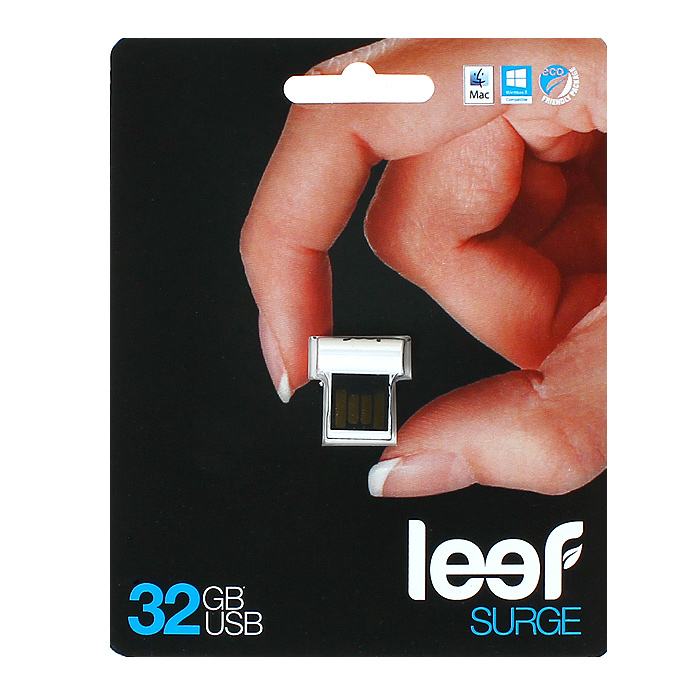 Leef Surge 32GB, White USB-накопительLFSUR-032WWR Leef Surge 32GB, White USB-накопительLFSUR-032WWRLeef Surge - один из самых маленьких накопителей на рынке. Устройство настолько миниатюрно, что может оставаться в USB разъеме практически все время. Идеально подходит для увлеченных профессионалов и мечтательных студентов. Стильный и низкопрофильный дизайн Leef Surge идеально подходит для автомобильных и других аудиосистем с USB-портом. Просто загрузите на него всю вашу музыкальную библиотеку, подключите накопитель к аудиосистеме и можете наслаждаться любимой музыкой, где бы вы не находились. Leef Surge обладает ударопрочными свойствами, а также пыле-и влагостойкая, что позволяет защитить ваши воспоминания от любых испытаний. Системные требования: Windows 8, Windows 7, Windows XP (SP3), Windows Vista (SP1, SP2), Windows 2000, Apple Mac OS X и выше