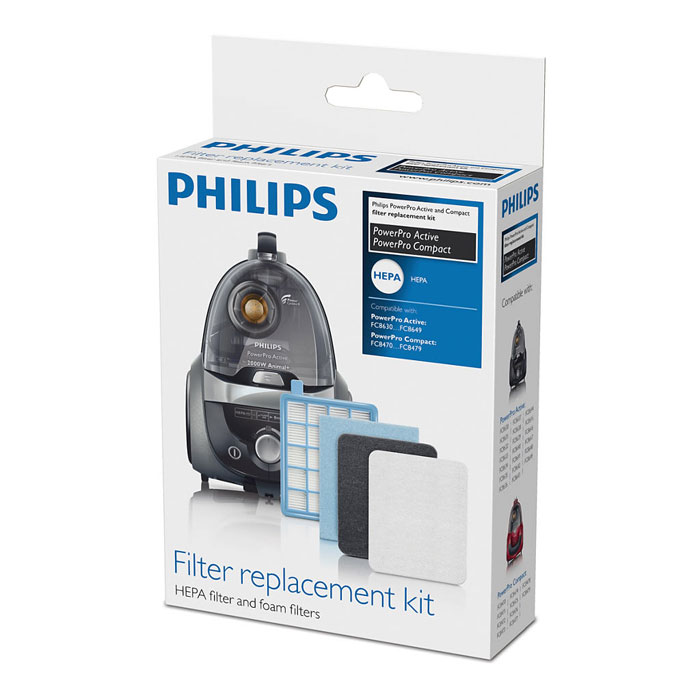 Philips FC8058/01 набор аксессуаров для пылесосов серий FC863X и FC847XFC8058/01 Philips FC8058/01 набор аксессуаров для пылесосов серий FC863X и FC847XFC8058/01Philips FC8058/01 - комплект сменных фильтров подходит для пылесосов PowerPro Active и PowerPro Compact. В набор входят: фильтр HEPA с внутренним губчатым слоем и два выходных фильтра.