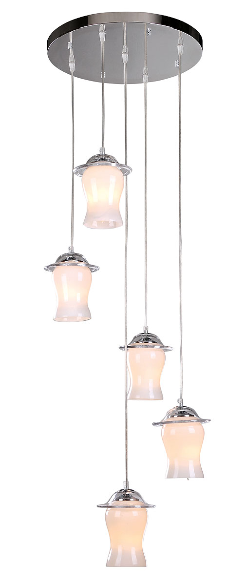 Подвесной светильник ST-Luce SL702.103.05SL702.103.05 Подвесной светильник ST-Luce SL702.103.05SL702.103.05Хром+Белое стекло, E14 5*40W 220V/50Hz