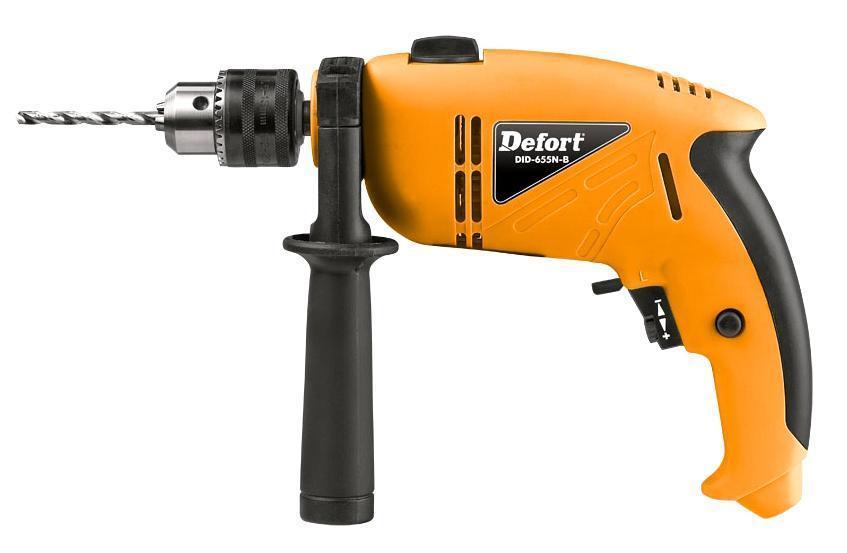 Дрель ударная Defort DID-655N-BDID-655N-B Дрель ударная Defort DID-655N-BDID-655N-BУдарная дрель применяется для сверления отверстий любого размера в дереве, металле или бетоне. Электронная регулировка скорости дрели позволяет плавно менять скоростной режим. Мощный электроинструмент может использоваться в качестве шуруповерта при сборочных работах. Немецкий производитель особое внимание обращает на качество выпускаемых электроинструментов и гарантирует их исправную работу в течение долгого времени.