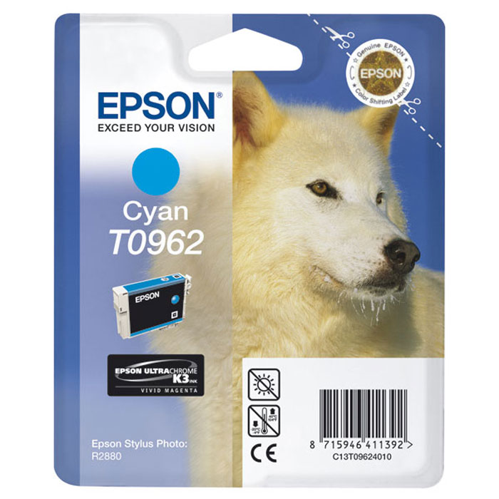 Epson T0962 (C13T09624010), Cyan картридж для R2880C13T09624010 Epson T0962 (C13T09624010), Cyan картридж для R2880C13T09624010Картридж Epson с цветными чернилами для струйной печати.