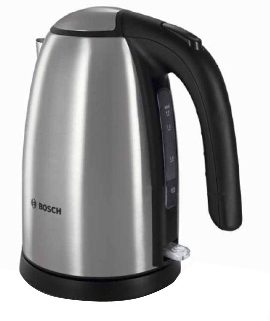 Bosch TWK7801 электрочайникTWK7801 Bosch TWK7801 электрочайникTWK7801Модный и стильный электрочайник Bosch TWK 7801 не только украсит вашу кухню, но и сэкономит время на приготовление чая или кофе, благодаря своей достаточно большой мощности. К тому же закипятив воду в электрочайнике BoschTWK 7801, Вы можете быть абсолютно спокойны за свое здоровье, так как его корпус сделан из нержавеющей стали, а наличие кнопки для открывания крышки и возможность ее фиксировать гарантирует вам полную безопасность во время наливания кипятка в чашку.