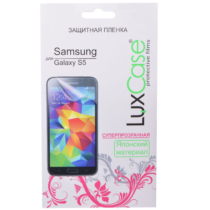 Luxcase защитная пленка для Samsung Galaxy S5, суперпрозрачная80838 Luxcase защитная пленка для Samsung Galaxy S5, суперпрозрачная80838Защитная пленка для Samsung Galaxy S5 (антибликовая или суперпрозрачная) имеет два защитных слоя, которые снимаются во время наклеивания. Данная защитная пленка подходит как для резистивных, так и для емкостных экранов, не снижает чувствительности на нажатие. На защитной пленке есть все технологические отверстия под камеру, кнопки и вырезы под особенности экрана. Благодаря использованию высококачественного японского материала пленка легко наклеивается, плотно прилегает, имеет высокую прозрачность и устойчивость к механическим воздействиям. Потребительские свойства и эргономика сенсорного экрана при этом не ухудшаются.