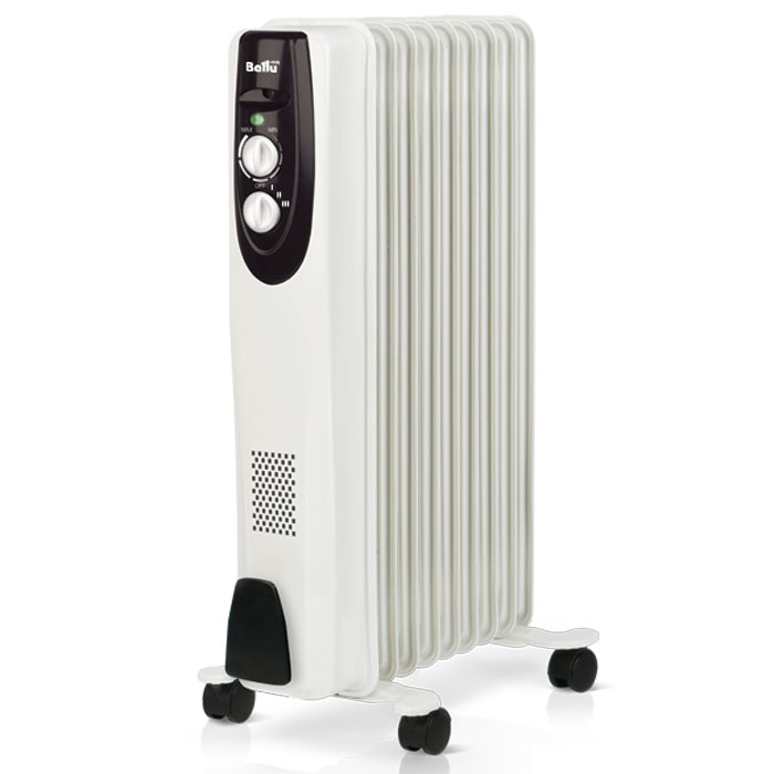 Ballu 09WRN-BOH/CL масляный обогревательBOH/CL-09WRN 2000 Ballu 09WRN-BOH/CL масляный обогревательBOH/CL-09WRN 2000Маслонаполненный радиатор Ballu 09WRN-BOH/CL – это мобильный и современный прибор, выполненный в эксклюзивном дизайнерском решении. Антикоррозийный состав защищает модели от негативных воздействий внешней среды, матовое текстурное покрытие увеличивает теплоотдачу на 20%, а высокоточный термостат нового поколения автоматически поддерживает температуру в помещении. Принцип действия: Внутри герметичного металлического корпуса, наполненного минеральным маслом, находится ТЭН. При нагреве, он передает тепло маслу, масло передает тепло корпусу, а корпус - воздуху. Обогреватель работает в трех режимах: 1 режим 800 Вт 2 режим 1200 Вт 3 режим 2000 Вт Отличительные свойства: Инновационный дизайн Защитный антикоррозийный состав Protective coating - защищает от негативных воздействий внешней среды Термостат нового поколения Opti-Heat - с функцией автоматического поддержания температуры Оптимальная форма...