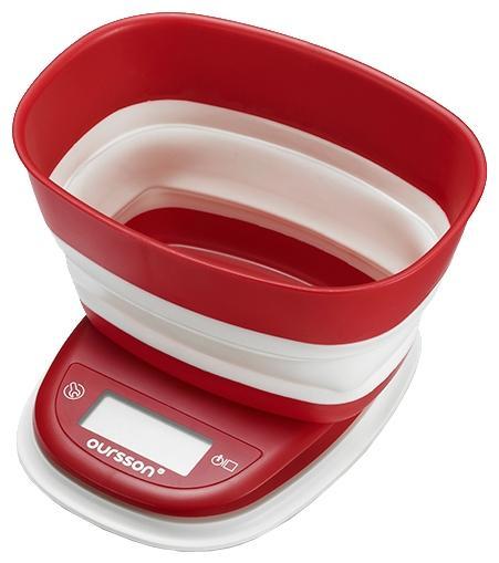 Oursson KS5006PD, Red кухонные весыKS5006PD Red Oursson KS5006PD, Red кухонные весыKS5006PD RedКухонные электронные весы с чашей для взвешивания различных продуктов весом от 2 граммов до 5 килограмм идеально подойдут для любой кухни. Особенности конструкции: складывающаяся чаша, позволяют хранить весы в любом небольшом кухонном шкафчике. Модель представлена в двух цветах: в красном и d оранжевом.