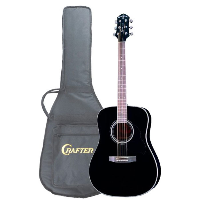 Crafter MD-58/BK, Black акустическая гитара + чехолMD 58/BK Crafter MD-58/BK, Black акустическая гитара + чехолMD 58/BKАкустическая гитара Crafter MD-58/BK – это модель из, пожалуй, самой популярной серии гитар CRAFTER! Эти инструменты, имеют верхнюю деку из шпона ели, что обеспечивает им значительно более привлекательную стоимость. Не стоит относиться к этому предвзято, правильно сделанная фирменная гитара звучит так же хорошо, а может быть и лучше, чем большинство «ноу-нэйм» инструментов с верхней декой из массива. Более того, шпон гораздо менее капризен и подвержен влиянию влаги и температуры. Нижняя дека и обечайки гитары Crafter MD-58/BK изготовлены из красного дерева, которое не только хорошо сочетается с елью внешне, но и дополняет её яркий прозрачный звук своей теплотой и певучестью. Чёрный цвет никогда не выходит из моды и вместе с прозрачным глянцевым лаком подчёркивает строгий стиль инструмента. Форма корпуса «дредноут» – это, пожалуй, самая популярная форма акустических гитар. Разработанный компанией Martin в 20-х годах прошлого столетия, «дредноут» до...