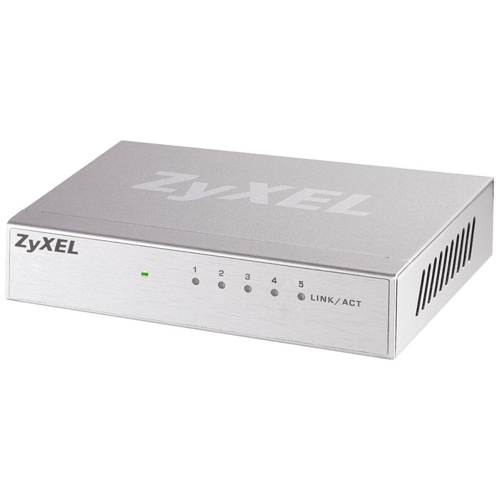 Zyxel GS-105BGS-105B Zyxel GS-105BGS-105BКоммутатор ZyXEL GS-105B обеспечивает неблокируемую коммутацию с общей пропускной способностью 10 Гбит/с и предназначен для объединения в сеть до пяти устройств с интерфейсом Gigabit Ethernet, для которых характерен интенсивный обмен данными и передача файлов большого размера: графических и игровых станций, сетевых накопителей, точек доступа Wi-Fi 802.11n, мощных ноутбуков и т. п. Кроме того, GS-105B используется для подключения нескольких сегментов сети Fast Ethernet к общему серверу. Помимо устройств с интерфейсом Gigabit Ethernet, к нему можно подключать любую сетевую технику, работающую на скорости 100 или 10 Мбит/с. Коммутатор ZyXEL GS-105B не требует настройки и совместим с компьютерными платформами, работающими под управлением любых операционных систем. Он компактен, бесшумен и рассчитан на круглосуточную работу. Неуправляемый коммутатор Gigabit Ethernet Стандарты: IEEE 802.3 10BASE-T Ethernet, IEEE 802.3u 100BASE-TX Fast Ethernet, IEEE...