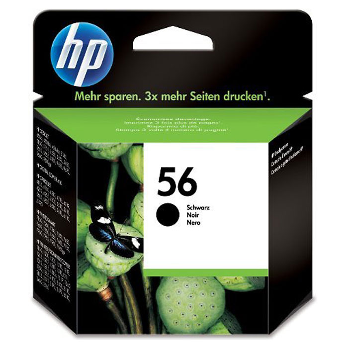 HP C6656AE (56), Black струйный картриджC6656AE HP C6656AE (56), Black струйный картриджC6656AEЧёрный струйный картридж HP 56 с запатентованными пигментными чернилами обеспечивает надёжный результат, способный удовлетворить самые разнообразные потребности в печати. Надёжный и простой в установке картридж и чернила со специальной формулой обеспечивают чёткую, стойкую к выцветанию печать.