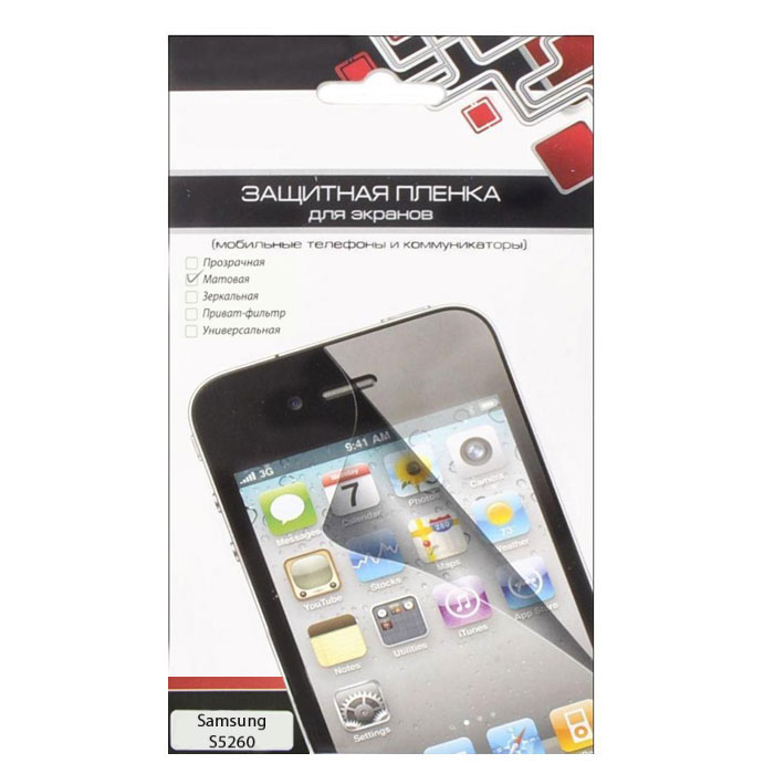 Liberty Project защитная пленка для Samsung S5260, матоваяCD018973 Liberty Project защитная пленка для Samsung S5260, матоваяCD018973Защитная пленка Liberty Project предназначена для защиты поверхности экрана Samsung S5260, а также частей корпуса цифрового устройства от царапин, потертостей, отпечатков пальцев и прочих следов механического воздействия. Данная защитная пленка не снижает чувствительности на нажатие. На защитной пленке есть все технологические отверстия. Потребительские свойства и эргономика сенсорного экрана при этом не ухудшаются.