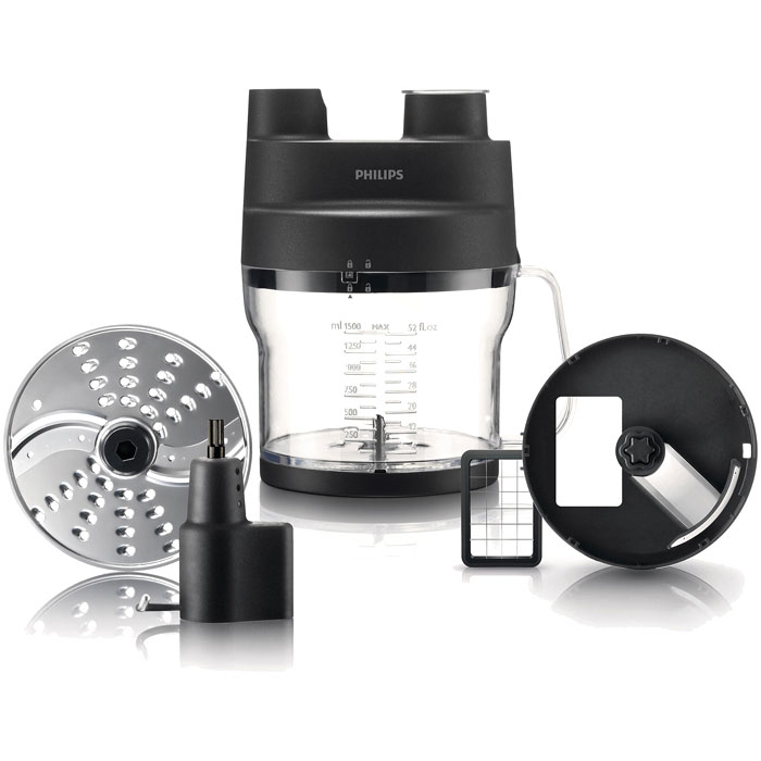Philips HR7969/90 насадки для ручного блендера (кубики, тесто, шинковка)HR7969/90 Philips HR7969/90 насадки для ручного блендера (кубики, тесто, шинковка)HR7969/90Аксессуар аналогичный кухонному комбайну расширяет функциональные возможности ручного блендера коллекции Philips Avance. Специальная насадка позволяет нарезать ингредиенты кубиками, крюк - замешивать тесто, а диск для нарезки и шинковки - шинковать и нарезать овощи ломтиками.Простота очисткиПростая сборка одним щелчком на любом ручном блендере AvanceНасадки можно мыть в посудомоечной машине