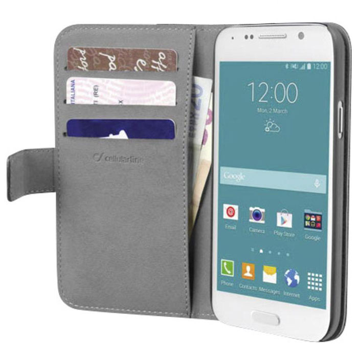 Cellular Line Book Agenda чехол для Samsung Galaxy S6, BlackBOOKAGENDAGALS6K Cellular Line Book Agenda чехол для Samsung Galaxy S6, BlackBOOKAGENDAGALS6KЧехол Cellular Line Book Agenda для Samsung Galaxy S6 предназначен для защиты устройства от механических повреждений и влаги. На внутренней стороне крышки имеется 3 слота для кредитных карт и карман для купюр.