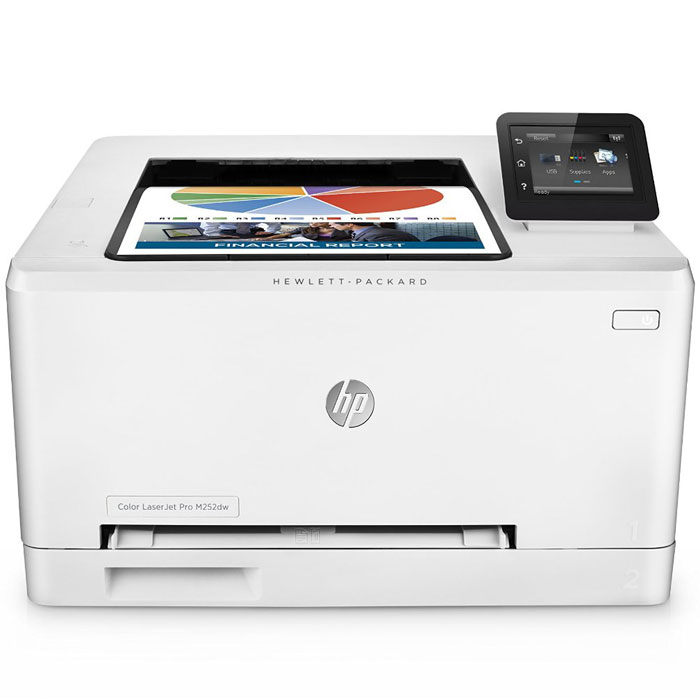 HP LaserJet Pro M252dw лазерный принтер (B4A22A)B4A22A HP LaserJet Pro M252dw лазерный принтер (B4A22A)B4A22AКомпактный принтер HP LaserJet Pro M252dw и оригинальные лазерные картриджи HP, поддерживающие технологию JetIntelligence, помогают в полной мере соответствовать бизнес-требованиям за счет готовности к работе в любое время.Быстрая и автоматическая двусторонняя печать обеспечивает профессиональное качество цветных документов и позволяет выполнять рабочие задачи в кратчайшие сроки.Сенсорный экран диагональю 7,6 см позволяет быстро находить необходимые бизнес-приложения.Печатайте до 18 страниц в минуту — данный принтер способен переходить из спящего режима в рабочий быстрее любой другой модели в этом классе.Отправляйте на печать документы Microsoft Word и PowerPoint прямо с USB-накопителя.Технология NFC позволяет одним касанием передавать на принтер документы с мобильных устройств без подключения к сети.Откройте для своих сотрудников преимущества прямой беспроводной печати с мобильных устройств без подключения к корпоративной сети.Для отправки заданий печати с большинства смартфонов и планшетов не потребуются специальные приложения.Оригинальные цветные лазерные картриджи HP увеличенной емкости, поддерживающие технологию JetIntelligence, обеспечивают максимальную производительность.Оригинальный тонер HP ColorSphere 3, разработанный специально для принтеров HP, гарантирует профессиональное качество и высокую скорость печати.Технология защиты от злоумышленников — гарантия знаменитого качества HP.Устройство поставляется уже готовым к работе и содержит предварительно установленные лазерные картриджи. При необходимости их можно заменить на специальные картриджи увеличенной емкости.