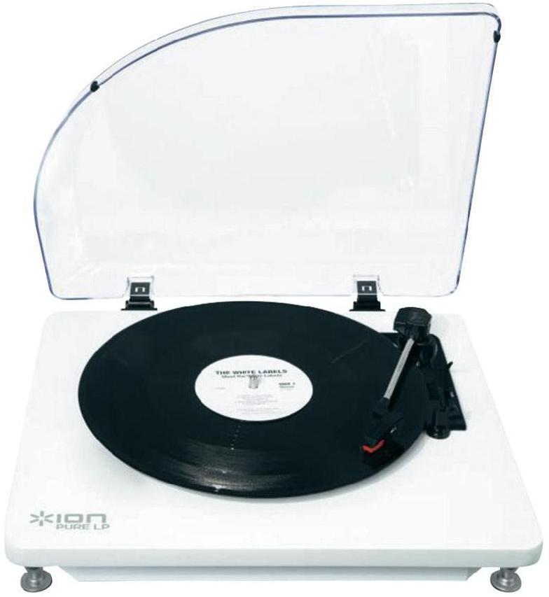 ION Audio Pure LP, White виниловый проигрывательPURE LP WHITE ION Audio Pure LP, White виниловый проигрывательPURE LP WHITEВиниловый проигрыватель ION Audio Pure LP имеет приятный, стильный дизайн, а также оснащен USB-портом. Подсоединив устройство к ПК или Mac, вы можете оцифровывать ваши любимые композиции в формат MP3. Специальная программа по конвертации EZ Vinyl/Tape Converter идет в комплекте. Программа автоматически формирует отдельные треки. Благодаря аудио выходам RCA музыку с Pure LP можно слушать на внешних стерео колонках. Защитная крышка сохранит ваш проигрыватель и иглу в чистоте.