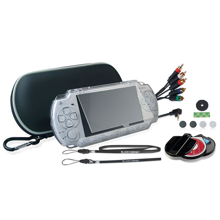 Black Horns Kit 8 in 1 набор аксессуаров для Sony PSP 2000/3000BH-PSP02621H(R) Black Horns Kit 8 in 1 набор аксессуаров для Sony PSP 2000/3000BH-PSP02621H(R)Набор аксессуаров Black Horns Kit 8 in 1 для Sony PSP 2000/3000. В комплект входят: Легкий противоударный чехол, выполненный из двухслойного нейлона. Такой чехол защитит вашу консоль от тряски, ударов и пыли. Съемный карабин позволит надежно закрепить чехол на рюкзаке, сумке или ремне. Чехол имеет отделения для PSP, UMD-дисков и других аксессуаров. Защитный корпус из качественного поликарбоната. Надежно защитит вашу консоль не только во время переноски, но и при использовании. Защитный корпус отлично держится в руках, не скользит. Обеспечивает свободный доступ ко всем клавишам и кнопкам управления. Компонентный AV кабель с металлическими наконечниками. С помощью этого кабеля вы сможете подключить свою консоль к телевизору. При подключении консоль работает в режиме фото, видео, музыка, игра. Кабель поддерживает только NTSC формат. Имеет 480i и 480P выход. Футляр для хранения UMD-дисков и карт памяти Memory Stick. Этот стильный футляр изготовлен из...
