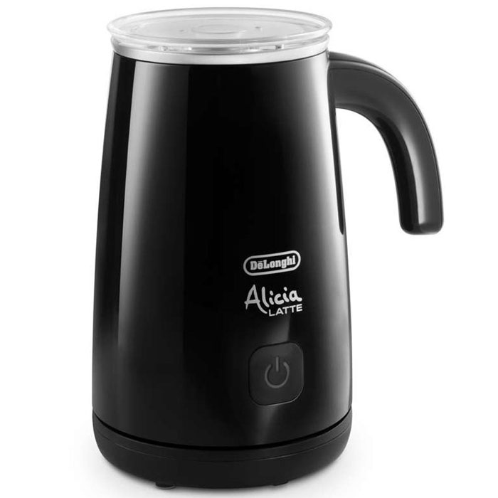 DeLonghi EMF2 Alicia, Black вспениватель молокаEMF2.BK DeLonghi EMF2 Alicia, Black вспениватель молокаEMF2.BKНастольный электрический вспениватель молока DeLonghi EMF2 Alicia предназначен для приготовления пенки для капучино. Стильный глянцевый корпус и высокая производительность позволяют моментально приготовить совершенную молочную пену, горячую или холодную, а также подогреть молоко.Вместимость чаши для молока: мин. 100 мл, макс. 250 млКорпус: глянцевое пластиковое покрытие, подставка: матовое пластиковое покрытиеАвтоматическое выключениеМагнитный привод обеспечивает движение венчикаСъемный венчик удобно мыть Съемная прозрачная крышка с силиконовым уплотнителемПодставка позволяет вращать прибор на 360° Антипригарное покрытие чашиНапряжение/Частота переменного тока :220/240 В - 50/60 Гц