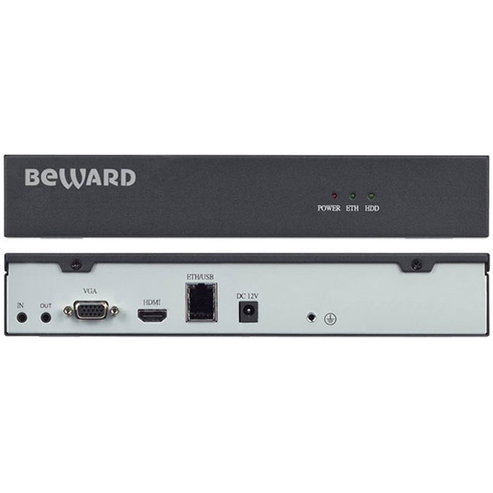 Beward BS1112, Black IP видеорегистраторBS1112 Beward BS1112, Black IP видеорегистраторBS111212-канальный IP-видеорегистратор Beward BS1112 – это оптимальное решение для записи с IP-камер Beward в формате H.264 с разрешением до 2 Мп либо с любых IP-камер, поддерживающих протокол ONVIF. Запись информации производится на жесткий диск, подключенный через SATA-интерфейс, а просмотр – удаленно, по сети, через веб-интерфейс на подключенном VGA- или HDMI-мониторе. Beward BS1112 обладает высокой производительностью, функционируя при этом в режиме pentaplex. Это позволяет одновременно вести наблюдение, запись, просмотр архива, резервное копирование и работу в сети. Предустановленная ОС Linux обеспечивает надежность работы системы видеонаблюдения в целом. Регистратор отлично вписывается в любой интерьер благодаря компактным размерам и эстетичному виду. Запись с IP-камер Beward BS1112 можно подключать одновременно до 12 IP-камер. При этом доступна запись с разрешением до Full HD (2 Мп) с 9 каналов одновременно либо с разрешением HD – с 12 каналов....