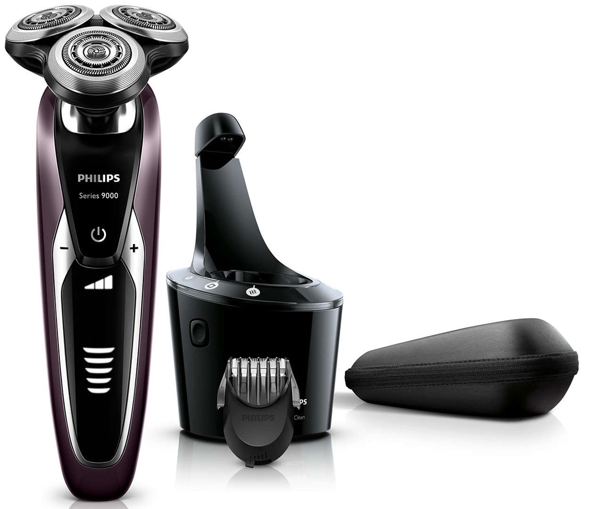 Philips S9521/31 электробритваS9521/31 Philips S9521/31 электробритваS9521/31Запатентованные лезвия V-Track Precision электробритвы Philips S9521/31аккуратно захватывают и направляют волоски любой длины, а также волоски, прилегающие к коже. Обеспечивает на 30 % более гладкое и быстрое бритье, чтобы ваша кожа всегда выглядела безупречно. Новые гибкие головки вращаются в 8 направлениях, максимально точно повторяя контуры лица и требуя меньше усилий при каждом движении. Головки, двигающиеся независимо от бритвенного элемента, захватывают на 20 % больше волосков и обеспечивают более чистое бритье при меньшем количестве движений.Встроенная система двойных лезвий электрической бритвы Philips S9521/31 приподнимает волоски, сбривая их максимально близко к поверхности кожи, что обеспечивает более чистое бритье. Настройки для комфортного бритья позволяют задать ваши личные предпочтения. Вы можете выбрать один из 3 режимов: бережный для аккуратного и тщательного бритья чувствительной кожи, обычный для тщательного бритья изо дня в день и быстрый, который позволит вам максимально сократить время процедурыУплотнение AquaTec электробритвы позволяет выбирать наиболее комфортный способ бритья: сухое бритье или освежающее влажное бритье с использованием геля или пены для бритья. SmartClean PLUS позволяет очищать, смазывать, сушить и заряжать бритву одним нажатием кнопки, что обеспечивает ее оптимальную работу день за днем.Безопасная насадка-стайлер для бороды позволяет создавать самые разнообразные стили: от трехдневной щетины (0,5 мм) до короткой бороды (5 мм). Закругленные края и регулируемый гребень предотвращают раздражение кожи. На интуитивно понятном дисплее отображается вся необходимая информация, что позволяет в полной мере использовать все возможности вашей бритвы: пятиуровневый индикатор аккумулятора, индикатор очистки, индикатор низкого заряда аккумулятора, индикатор сменной головки, индикатор дорожной блокировкиПередовая технология зарядки обеспечивает два удобных режима: 50 минут работы после зарядки в течение 1 часа или быстрая зарядка для одного сеанса бритья. Philips S9521/31 предназначена только для беспроводной работы, что обеспечивает безопасность при влажном бритье.