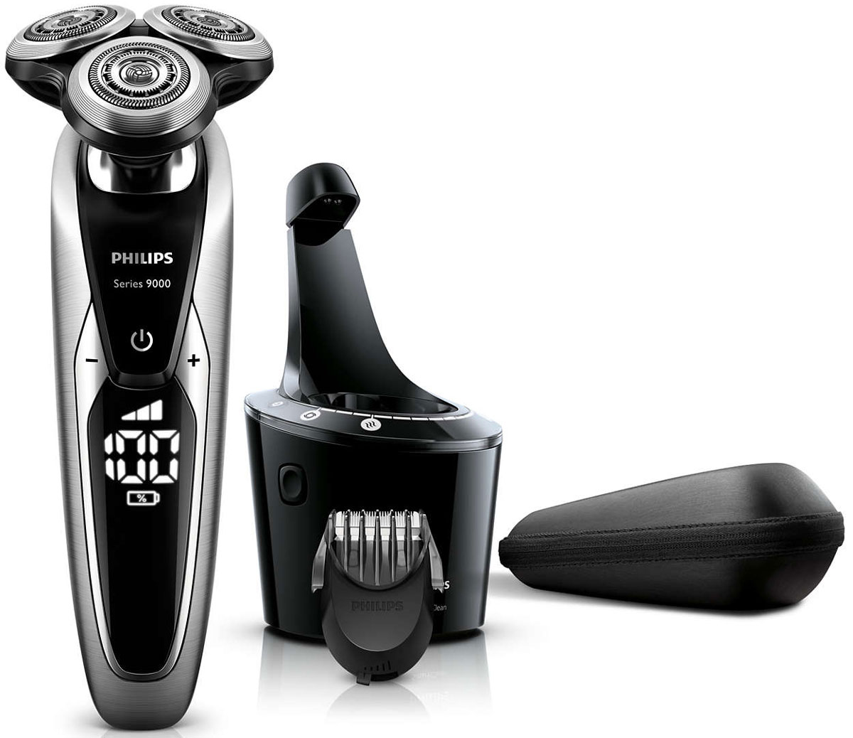 Philips S9711/31 электробритваS9711/31 Philips S9711/31 электробритваS9711/31Запатентованные лезвия V-Track Precision электробритвы Philips S9711/31 аккуратно захватывают и направляют волоски любой длины, а также волоски, прилегающие к коже. Обеспечивает на 30 % более гладкое и быстрое бритье, чтобы ваша кожа всегда выглядела безупречно. Новые гибкие головки вращаются в 8 направлениях, максимально точно повторяя контуры лица и требуя меньше усилий при каждом движении. Головки, двигающиеся независимо от бритвенного элемента, захватывают на 20 % больше волосков и обеспечивают более чистое бритье при меньшем количестве движений. Встроенная система двойных лезвий электрической бритвы Philips S9711/31 приподнимает волоски, сбривая их максимально близко к поверхности кожи, что обеспечивает более чистое бритье. Настройки для комфортного бритья позволяют задать ваши личные предпочтения. Вы можете выбрать один из 3 режимов: бережный для аккуратного и тщательного бритья чувствительной кожи, обычный для тщательного бритья изо дня в день и быстрый,...